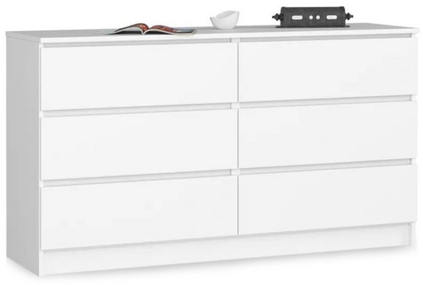 Roysson Home Kommode Schöne moderne Kommode 138 x 40 x 77 cm mit 6 Schubladen Weiß DEMETER Bild 1