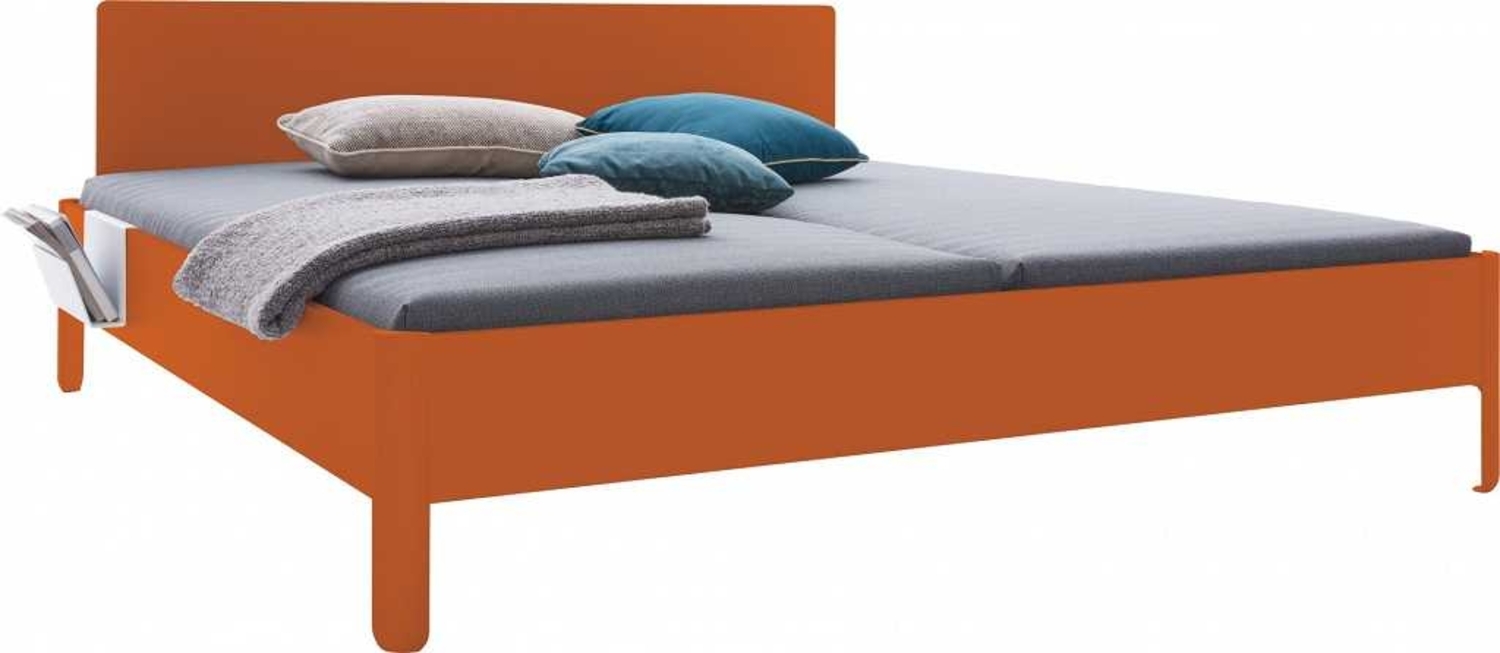 NAIT Doppelbett farbig lackiert Tizianrot 160 x 220cm Mit Kopfteil Bild 1