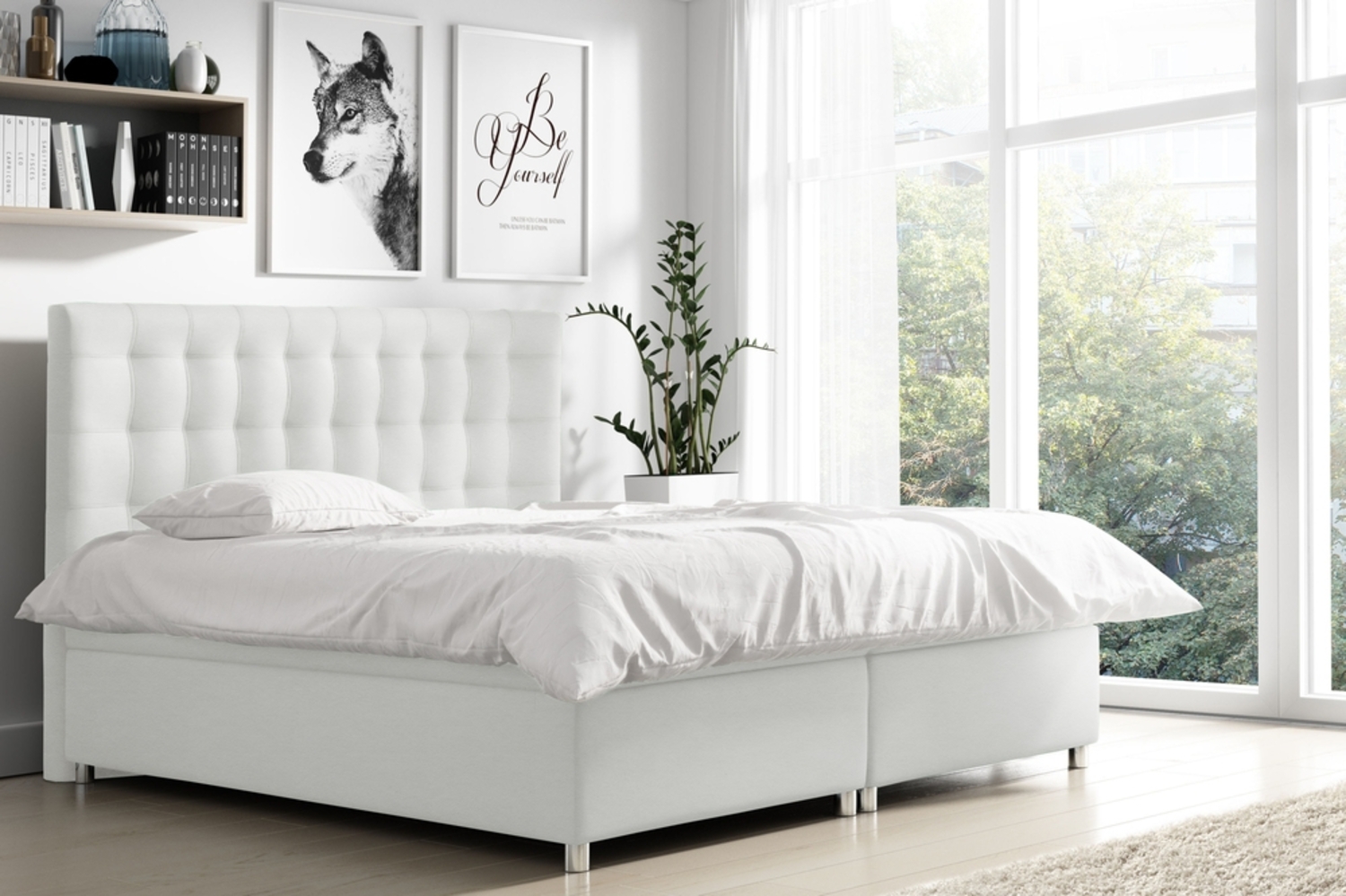 99rooms Riverside Boxspringbett Kunstleder 200x200 cm Weiß Bild 1