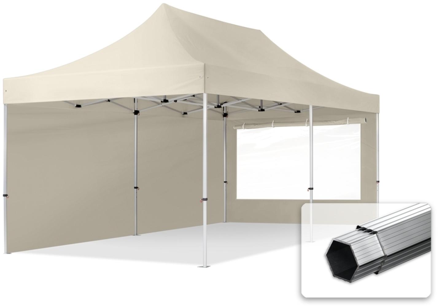 3x6 m Faltpavillon PROFESSIONAL Alu 40mm, Seitenteile mit Panoramafenstern, creme Bild 1