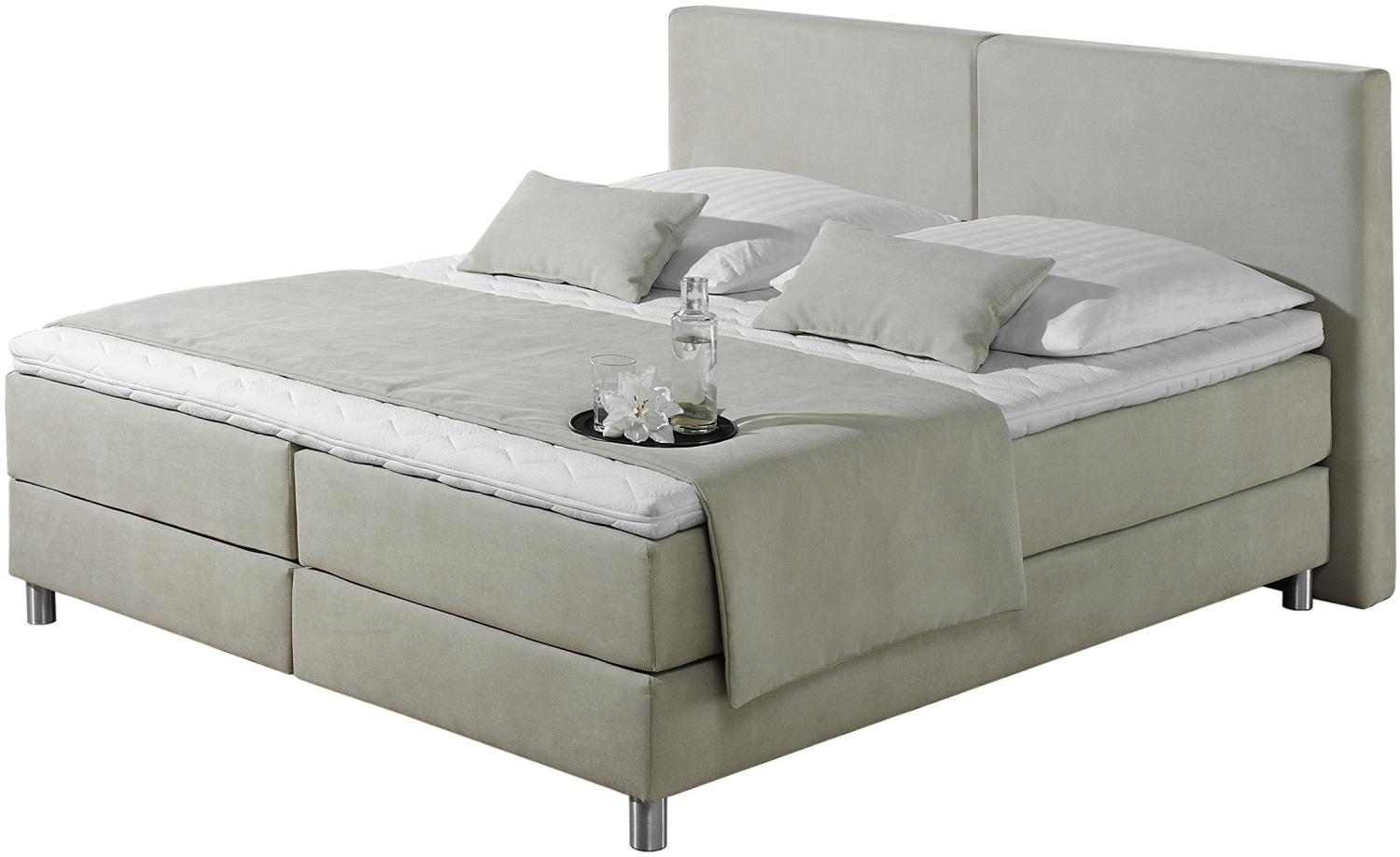 Maintal Boxspringbett Metropol, 180 x 200 cm, Strukturstoff, 7-Zonen-Tonnentaschenfederkern Matratze h3, ecru Bild 1