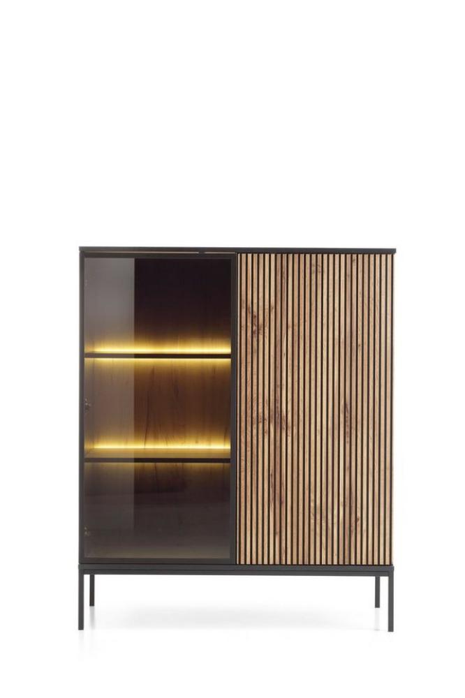 MOEBLO Highboard Sentino WT104 LED (mit LED-Beleuchtung, Sideboard Wohnzimmer Kommode Schlafzimmer Komodenschrank, Schrank mit gefräster Front), (BxHxT):104x126x39cm Bild 1