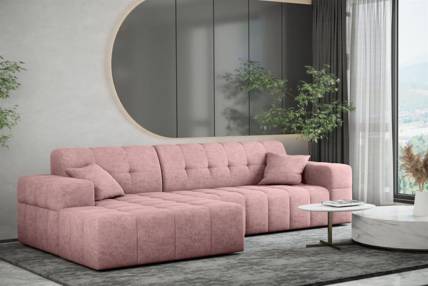 Ecksofa Designersofa NANCY in Stoff Perfekt Harmony Altrosa Ottomane Links Bild 1