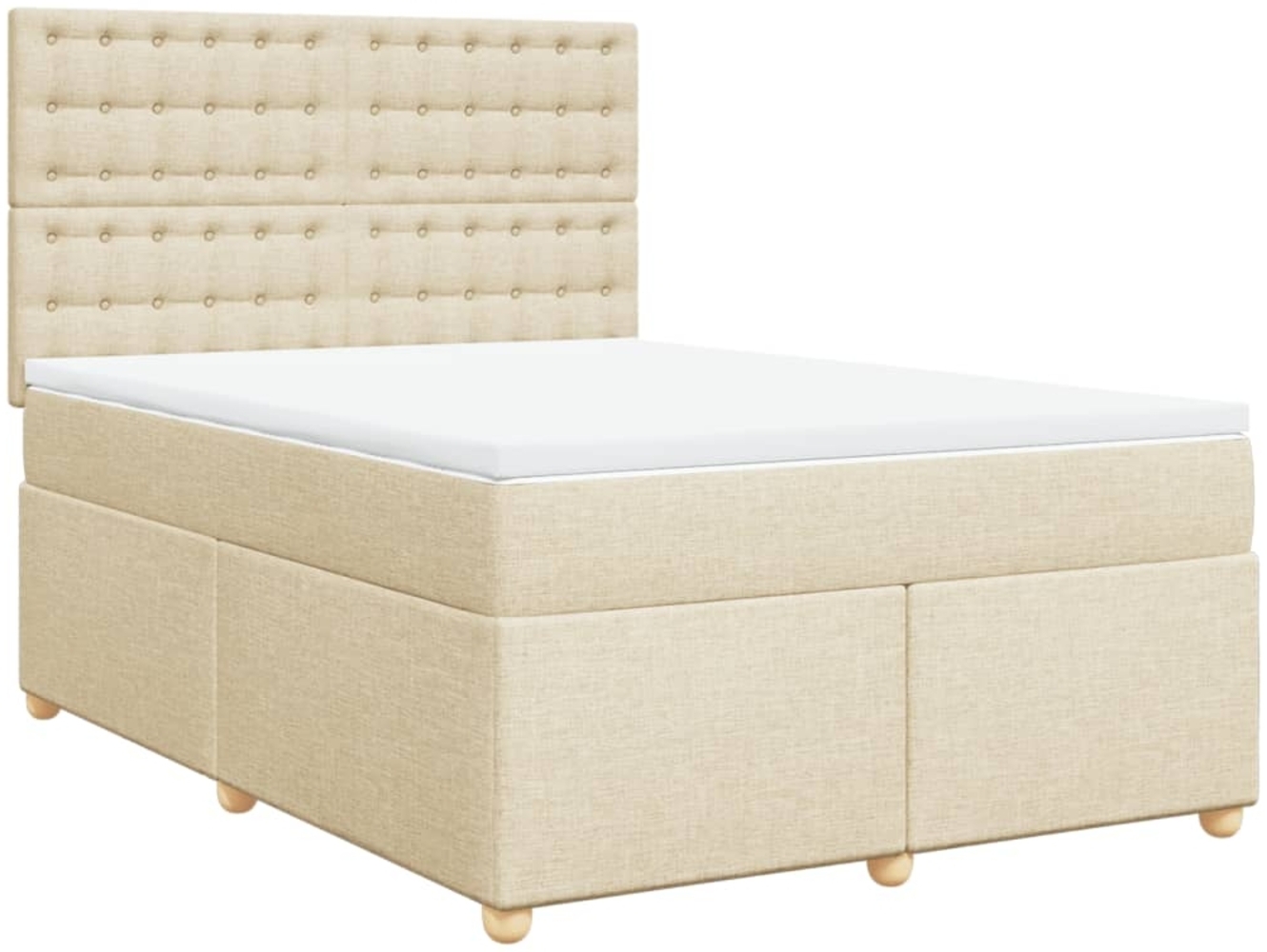 vidaXL Boxspringbett mit Matratze Creme 140x200 cm Stoff 3291322 Bild 1