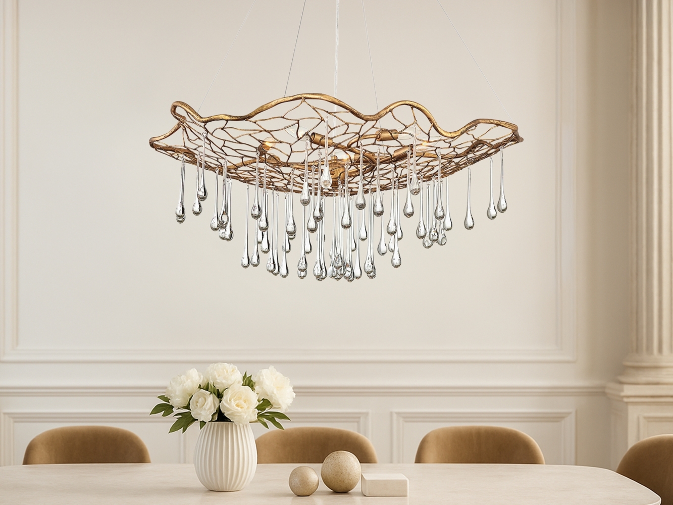 Elstead Lighting QN-LAGUNA-6P QUINTIESSE Kronleuchter Laguna E14 40W Stahl, Gold brüniert; H:36. 9cm Ø91. 4cm dimmbar höhenverstellbar Bild 1