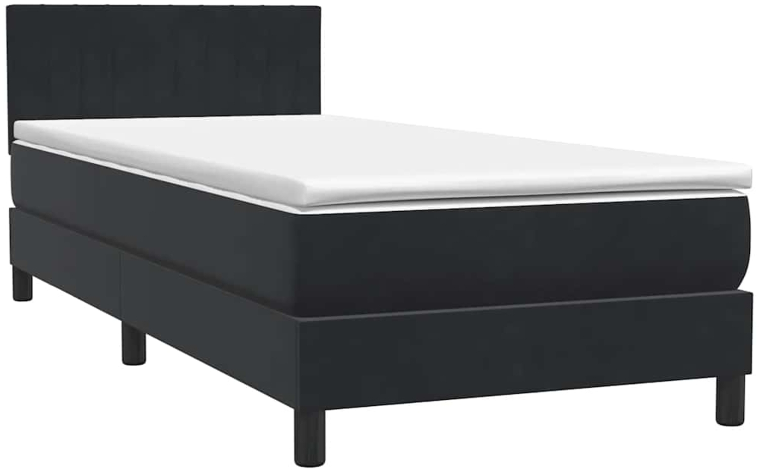 vidaXL Boxspringbett mit Matratze Schwarz 80x220 cm Samt 3316427 Bild 1