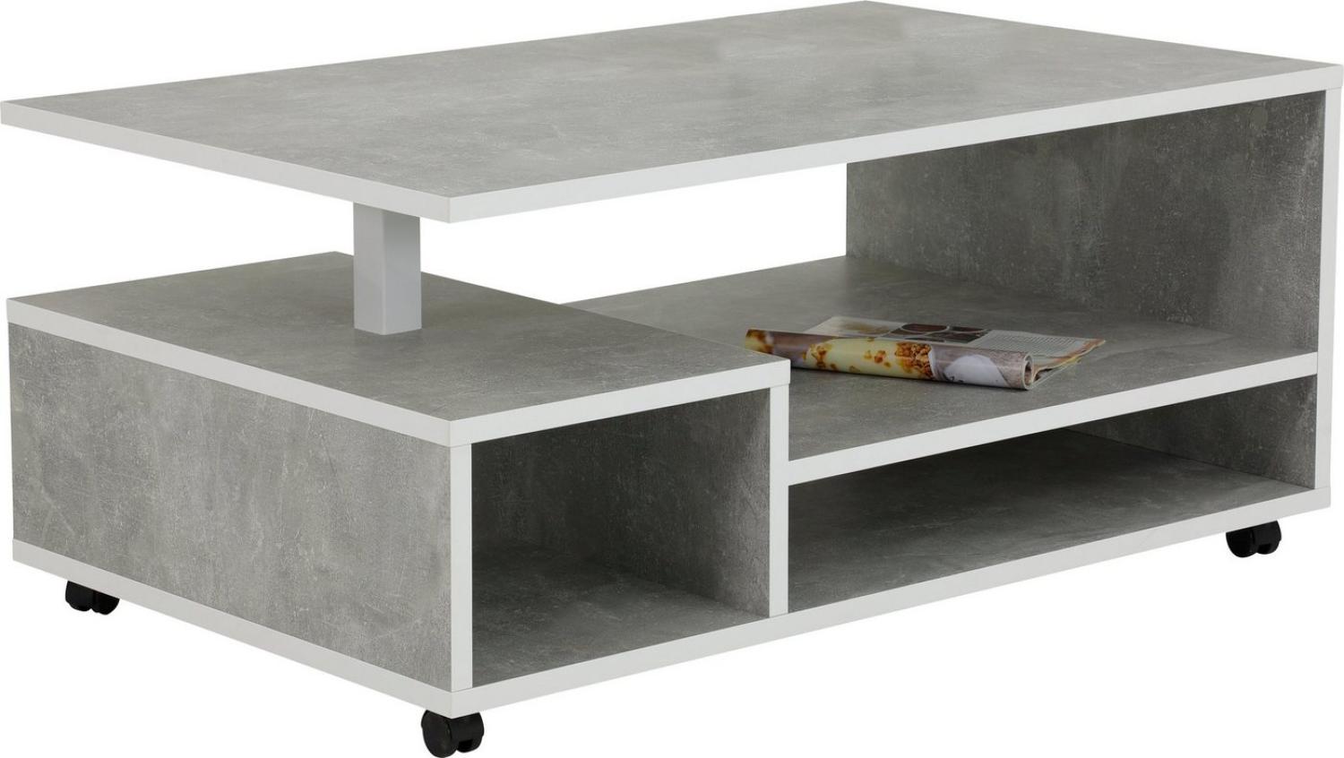 Loftscape 'Eike' Couchtisch mit Rollen, Beton/Weiß Bild 1