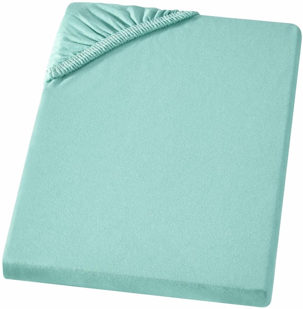 Carpe Sonno Feinjersey Bettlaken aus 100% Baumwolle, Aqua, 180-200 x 200 cm Bild 1