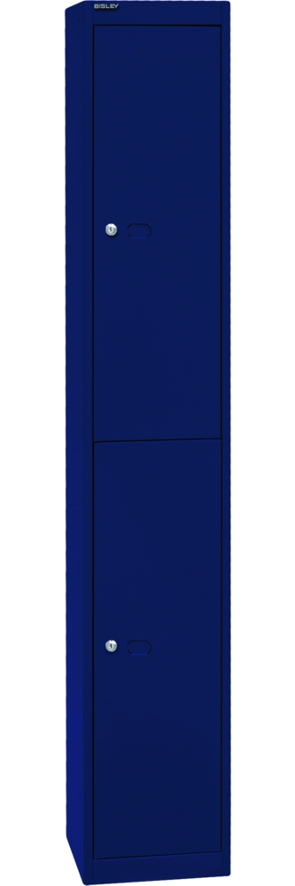 Bisley Garderobenschrank Office mit Schloss aus Stahlblech, 2 Fächer - Spind abschließbar für Sportzeug, Kleidung & Co. - Tiefe: 30,5 cm - Farbe: oxfordblau, CLK122-639 Bild 1