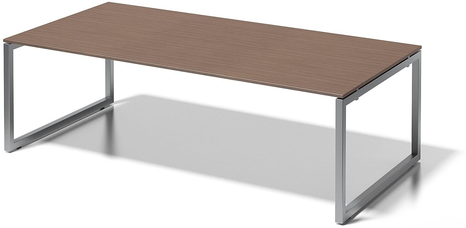 Cito Chefarbeitsplatz/Konferenztisch, 740 mm höhenfixes O-Gestell, H 19 x B 2400 x T 1200 mm, Dekor nußbaum, Gestell silber Bild 1