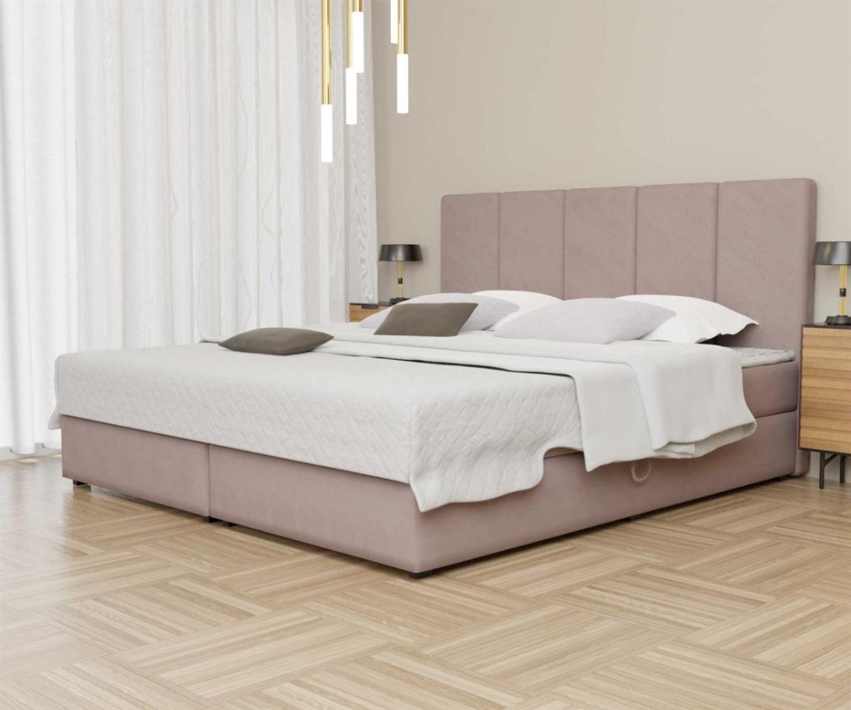 Boxspringbett Schlafzimmerbett ELICIO 200x220cm Stoff Rose inkl. Bettkasten Bild 1