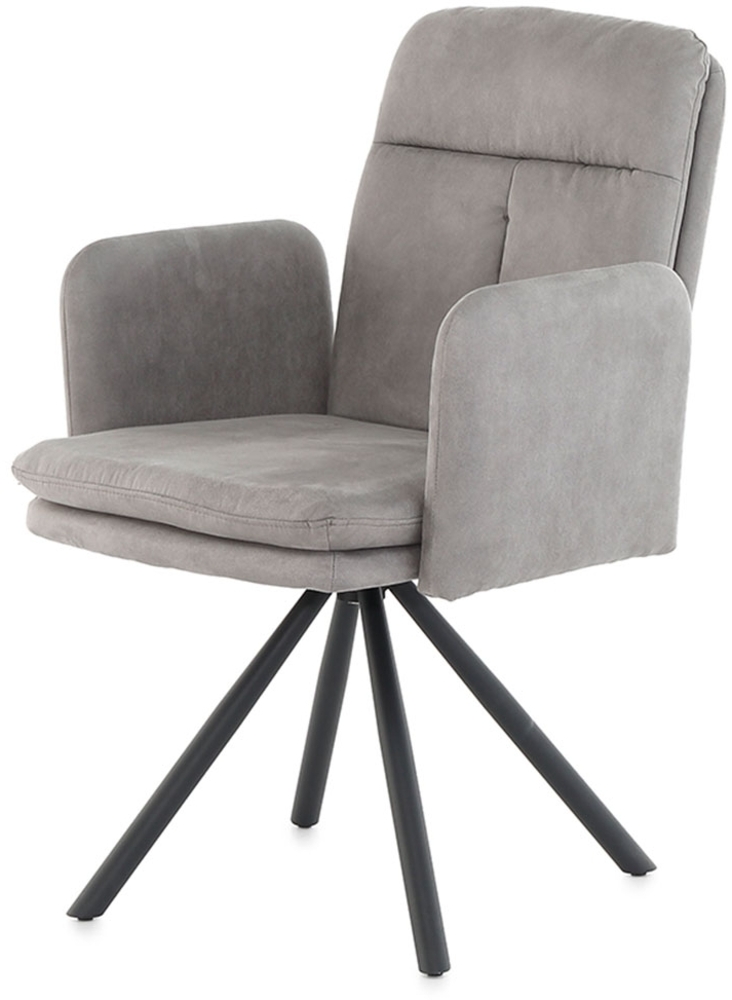 Armlehnenstuhl Jaron / Jacob, Metall, Mikrofaser, Stoff, Grau, 61 x 90 x 65 cm Bild 1