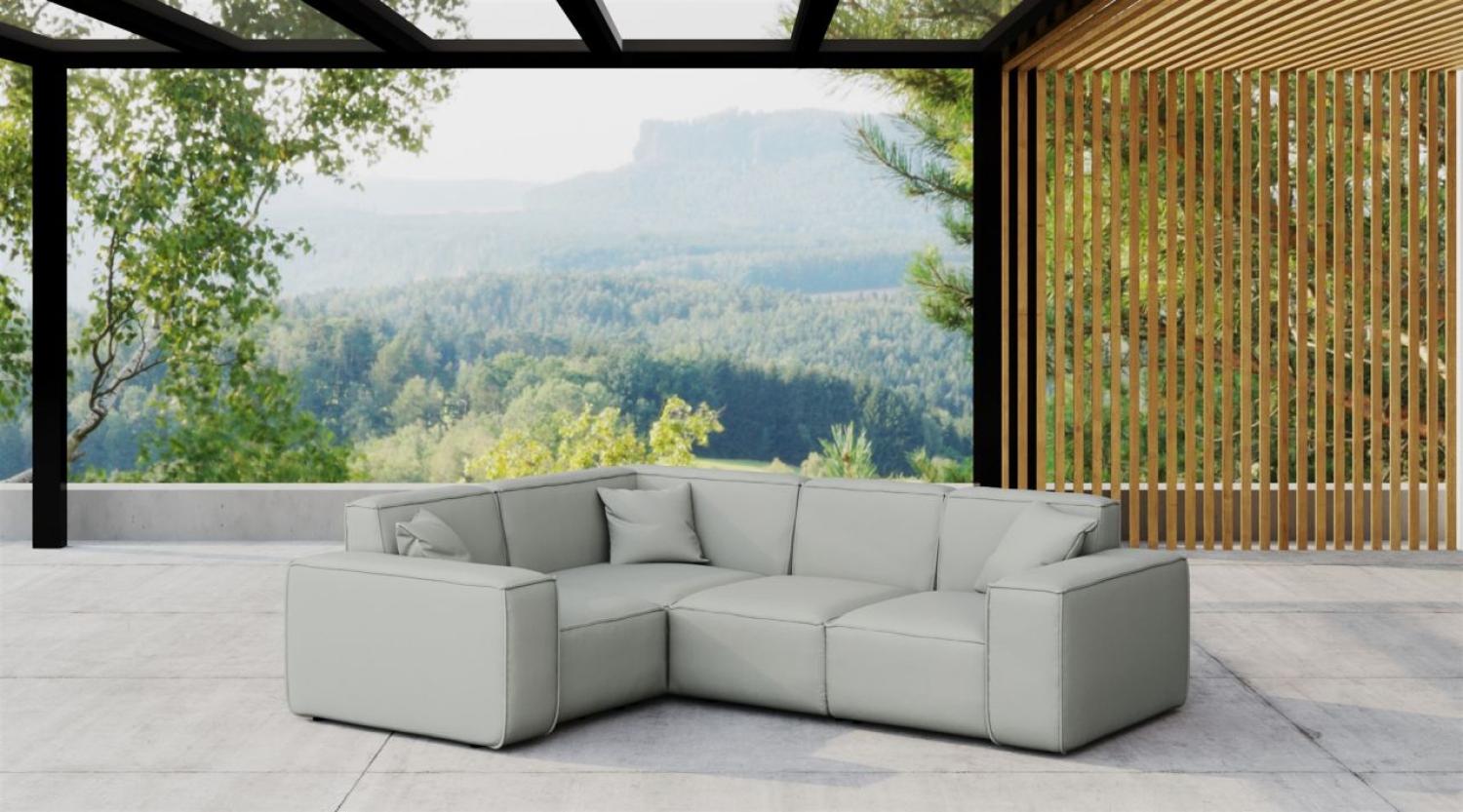 Garten Ecksofa SUMMER wetterfester Stoff NXL Hellgrau kurzer Schenkel Links Bild 1