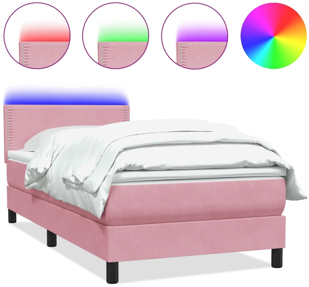 vidaXL Boxspringbett mit Matratze Rosa 100x210 cm Samt 3316778 Bild 1