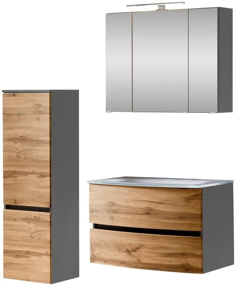 welltime Badezimmer-Set Kaunas, (Set, 3-St), bestehend aus Waschtisch-Set mit Midischrank, Breite 120 cm Bild 1