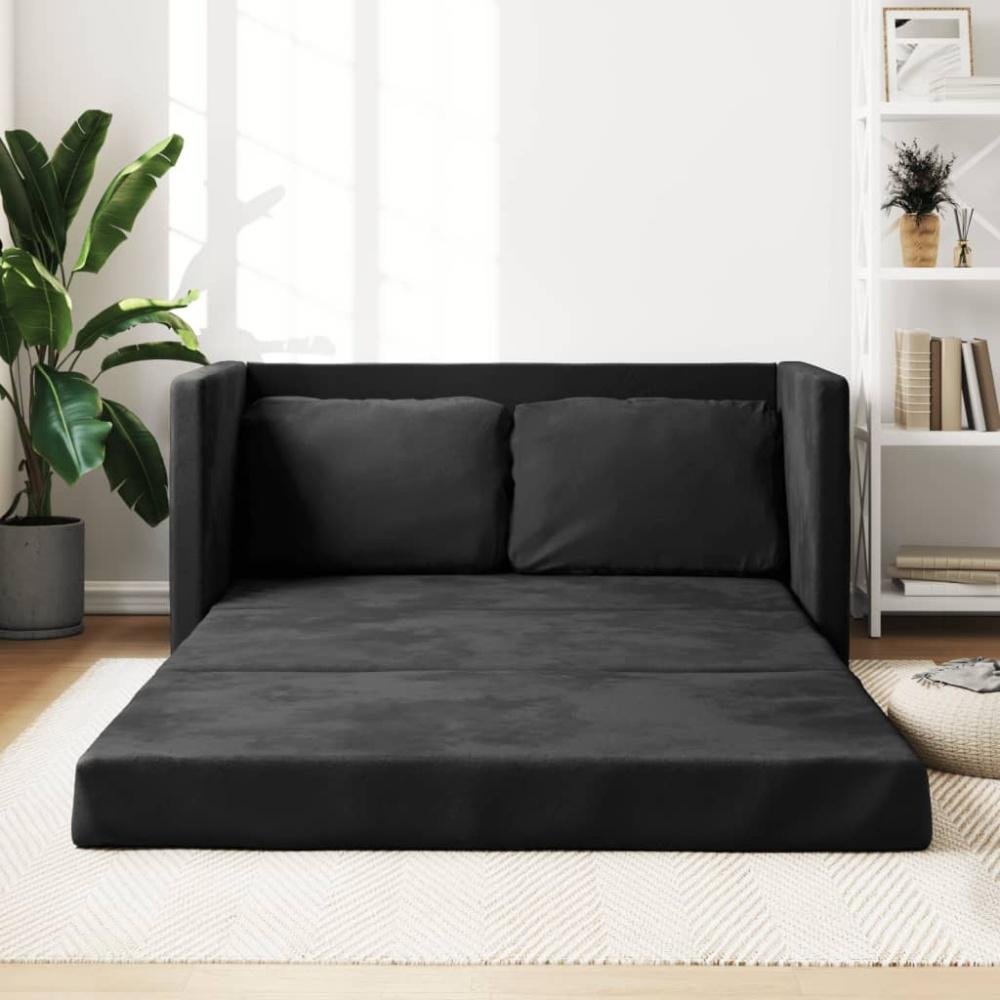 vidaXL Sofa Bodensofa mit Schlaffunktion Schwarz 122x204x55 cm Samt Bild 1