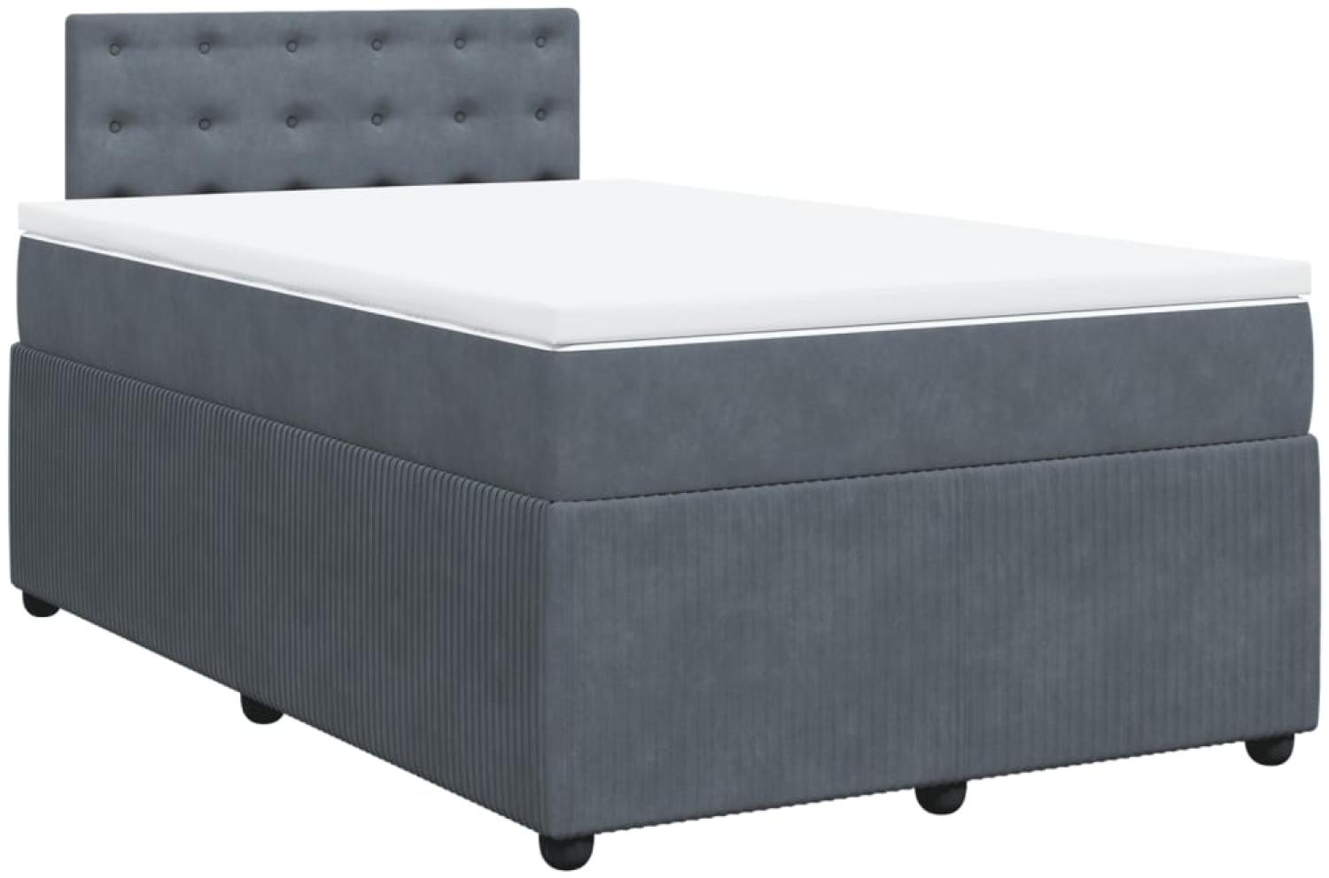 vidaXL Boxspringbett mit Matratze Dunkelgrau 120x190 cm Samt 3287699 Bild 1