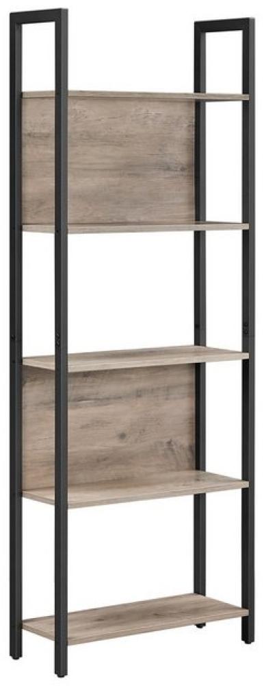 Vasagle Bücherregal, Küchenregal, Standregal mit 5 offenen Regalebenen, Flur, Küche, Büro, stabiles Stahlgestell, Industrie-Design, Greige-schwarz von Songmics LLS025B02 Bild 1