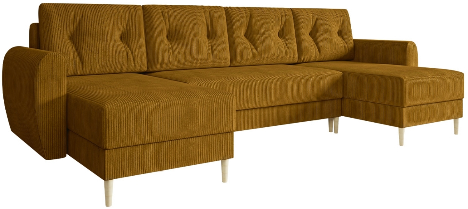 Ecksofa Jazon U Cord mit Bettkasten und Schlaffunktion (Farbe: Poso 01) Bild 1