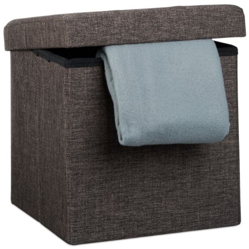 Faltbarer Sitzhocker mit Stauraum Leinen Bild 1