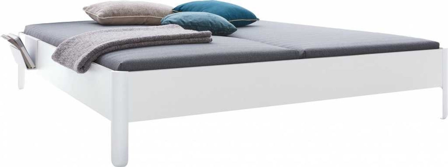 NAIT Doppelbett farbig lackiert Winterweiß 140 x 200cm Ohne Kopfteil Bild 1