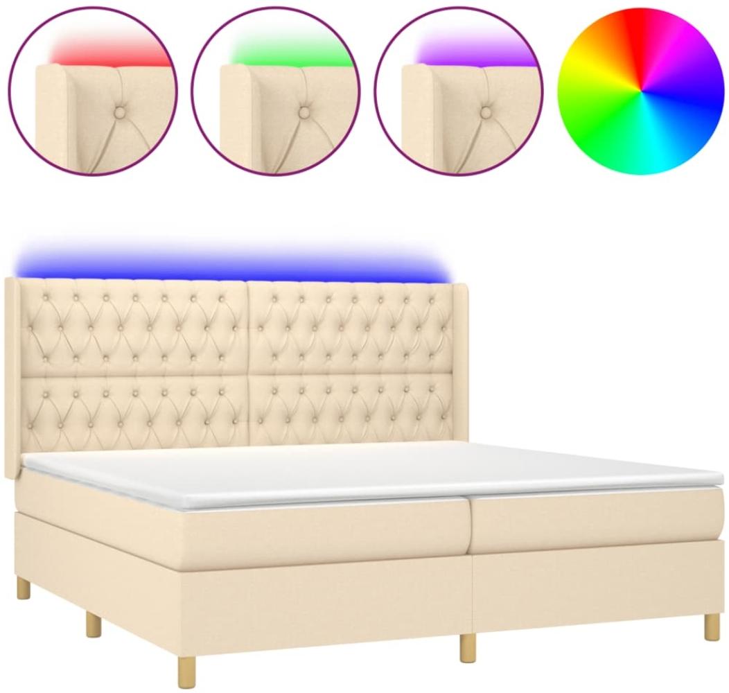 vidaXL Boxspringbett mit Matratze & LED Creme 200x200 cm Stoff, Härtegrad: H2 [3139146] Bild 1