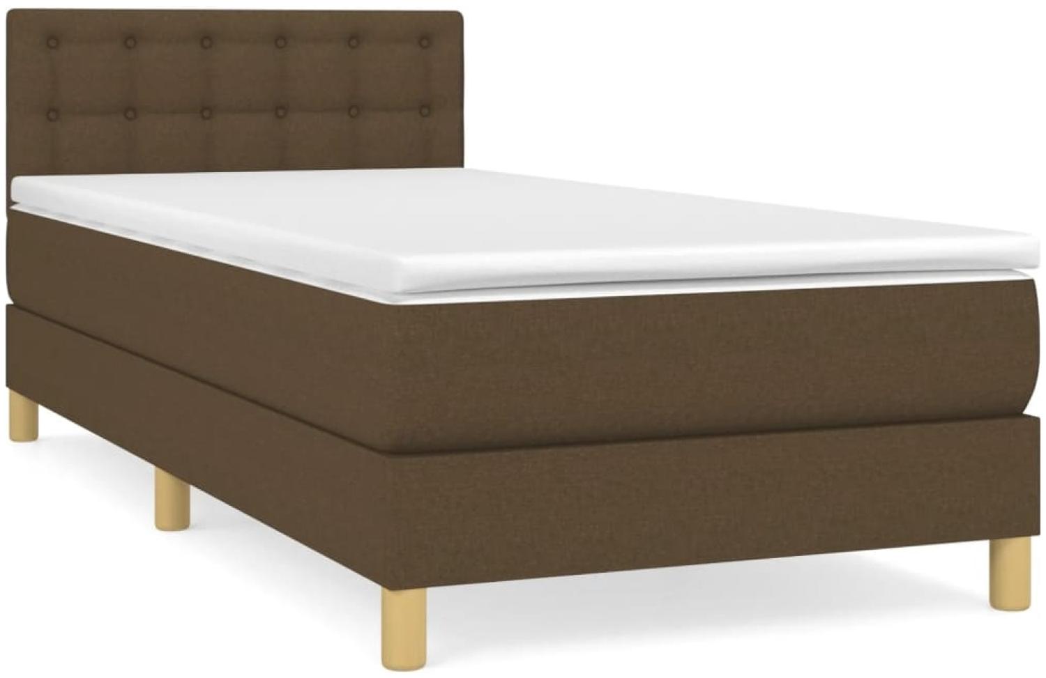 vidaXL Boxspringbett mit Matratze Dunkelbraun 80x200 cm Stoff, Härtegrad: H2 [3140892] Bild 1