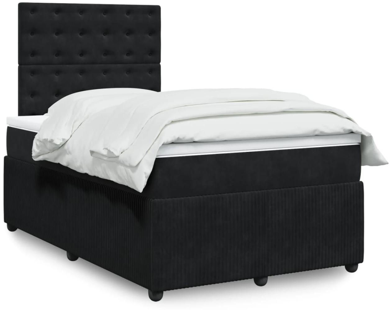 vidaXL Boxspringbett mit Matratze Schwarz 120x190 cm Samt 3292300 Bild 1