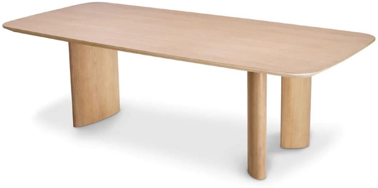 Casa Padrino Luxus Esstisch Naturfarben 241 x 109,5 x H. 77 cm - Rechteckiger Massivholz Küchentisch - Esszimmer Möbel - Küchen Möbel - Luxus Möbel - Luxus Einrichtung Bild 1