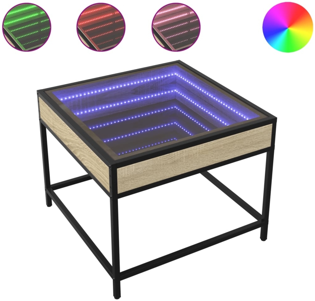 vidaXL Couchtisch mit Infinity-LED Sonoma-Eiche 50x50x41 cm 847678 Bild 1
