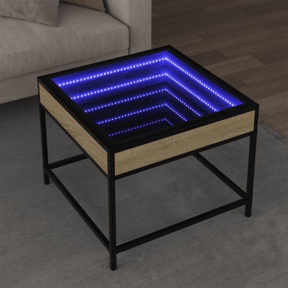 vidaXL Couchtisch mit Infinity-LED Sonoma-Eiche 50 x 50 x 41 cm 847678 Bild 1