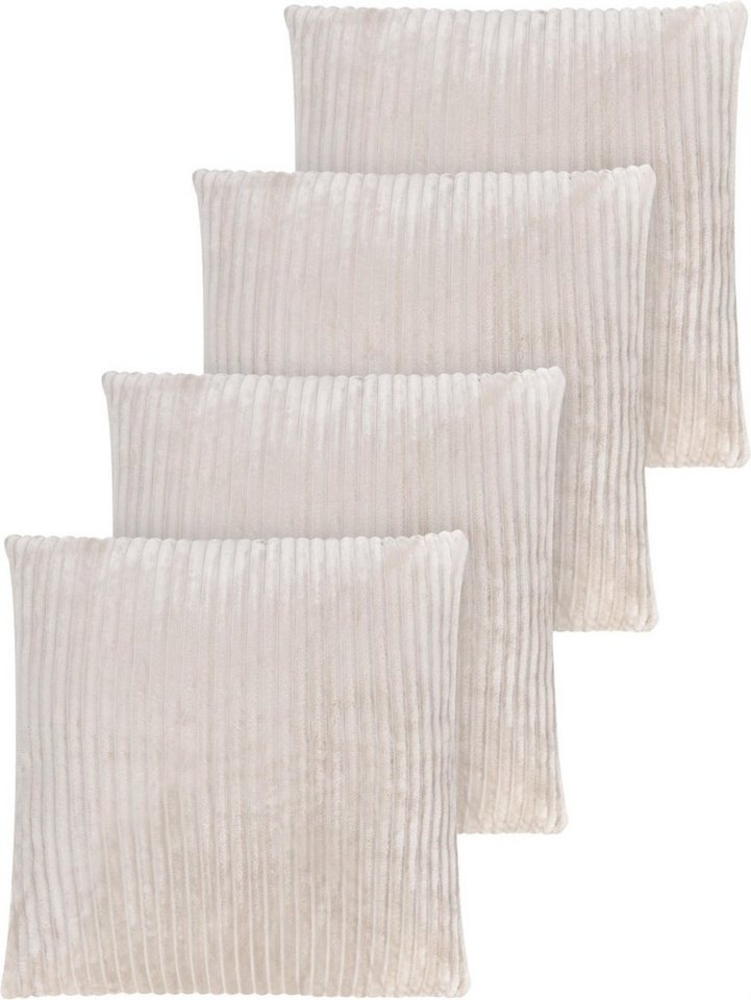 Aspero Kissenbezüge 4er Set Kissenbezüge aus Streifen-Flanell 45x45 cm, Weiche Sofakissen aus hautsympathischem Material Bild 1