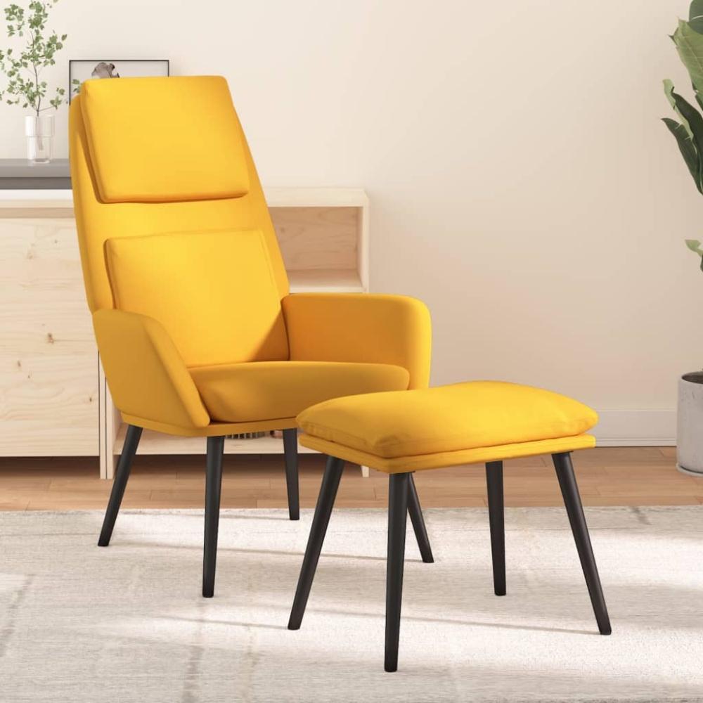 vidaXL Relaxsessel mit Hocker Senfgelb Stoff 3097775 Bild 1