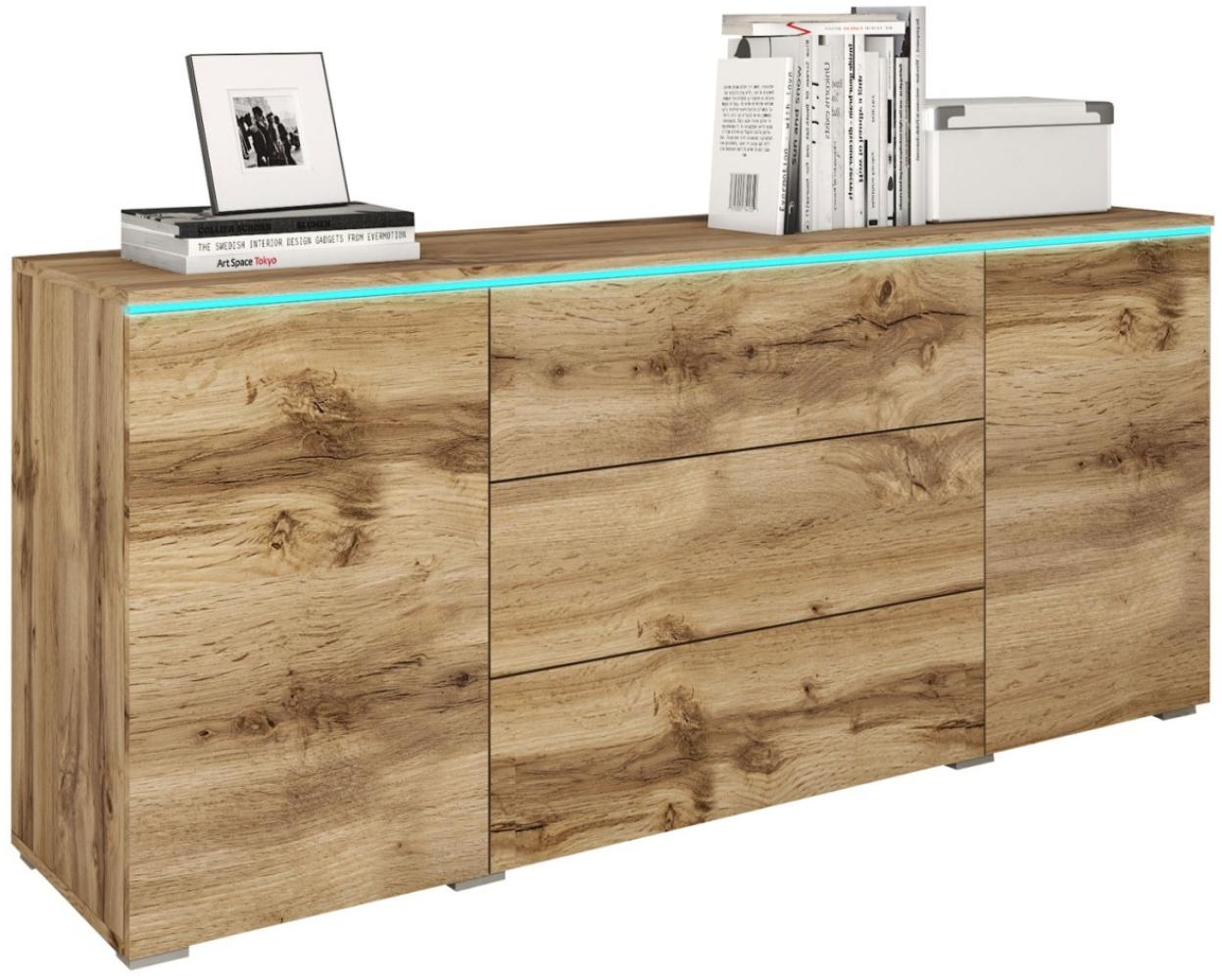 Kommode Sideboard Vera 150x39,5x68cm Wotan Eiche 2-türig grifflos Bild 1