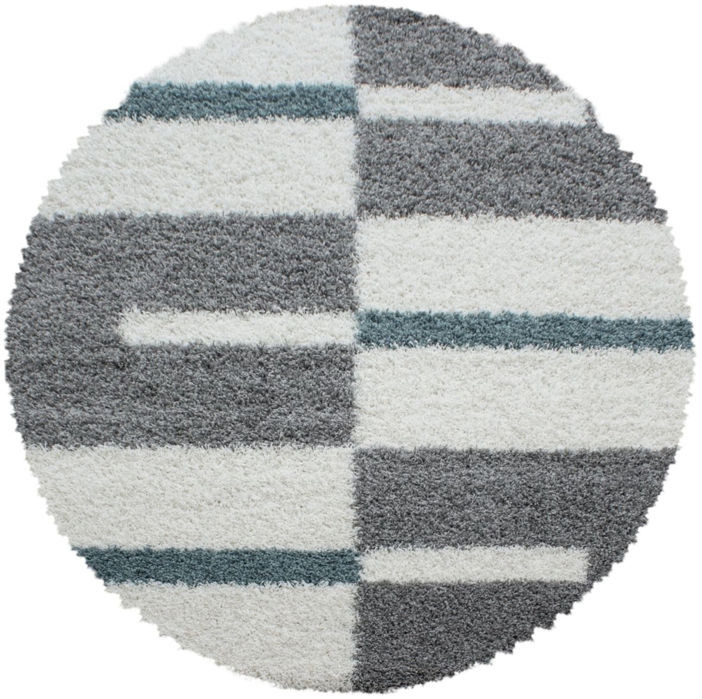 Hochflor Teppich Gianna rund - 160 cm Durchmesser - Türkis Bild 1