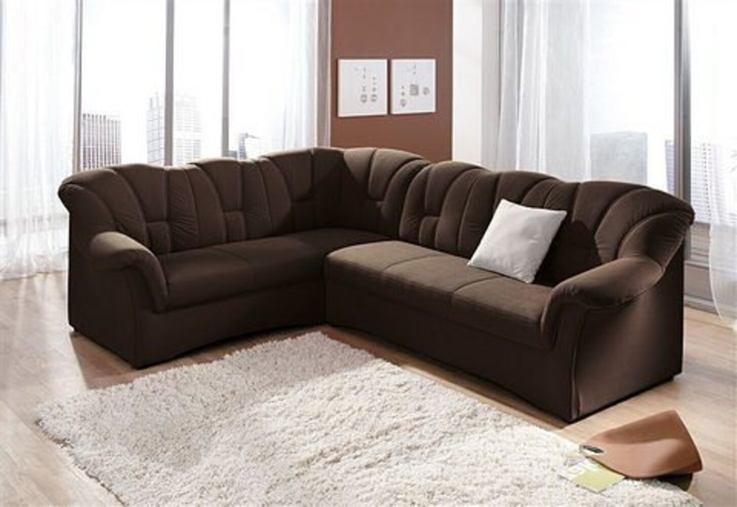 DOMO collection Ecksofa Papenburg B/T/H: 242/190/84 cm L-Form, wahlweise mit Bettfunktion, Langer Schenkel links oder rechts Bild 1