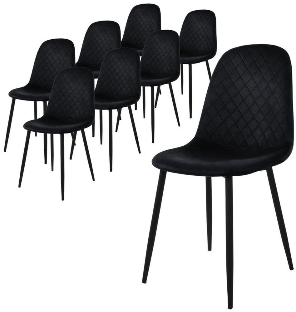 ML-DESIGN Stuhl Esszimmerstuhl mit Rückenlehne Polsterstuhl mit Metallbeinen (8 St), Wohnzimmerstuhl ergonomisch Schwarz mit Samtbezug Küchenstuhl Bild 1