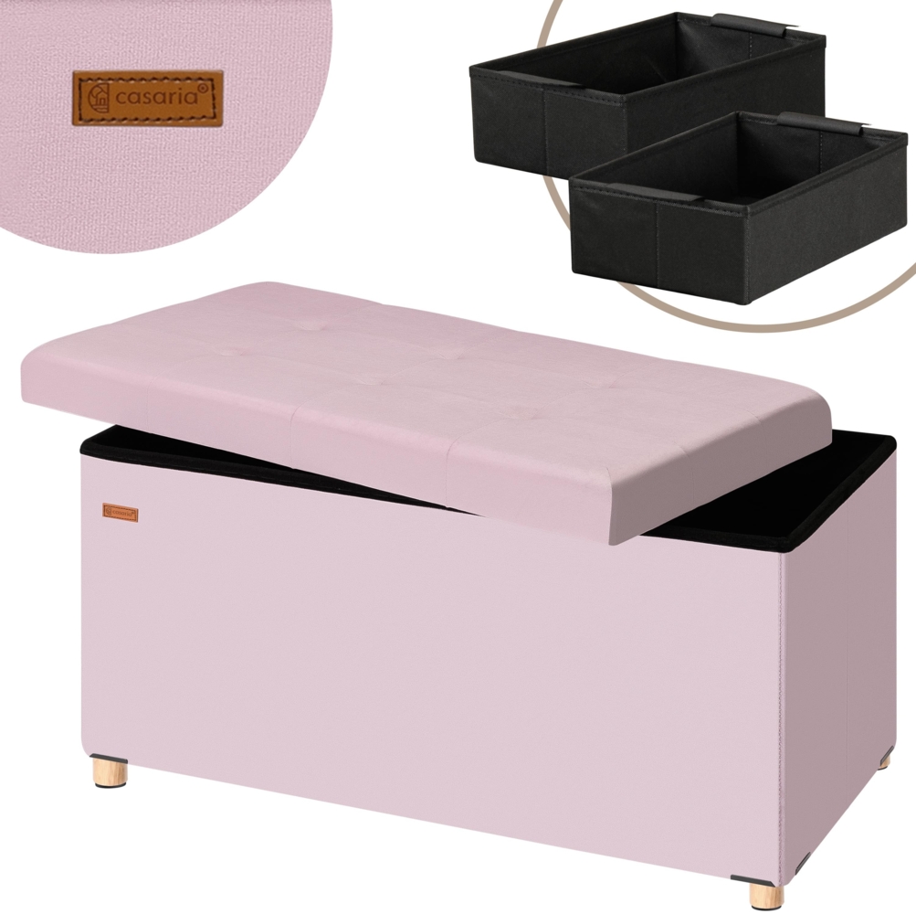 CASARIA® Sitzbank mit Stauraum Samt inkl. Boxen Rosa Bild 1