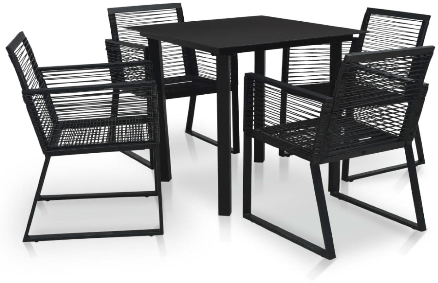 vidaXL 5-tlg. Garten-Essgruppe PVC Rattan Schwarz 3058282 Bild 1