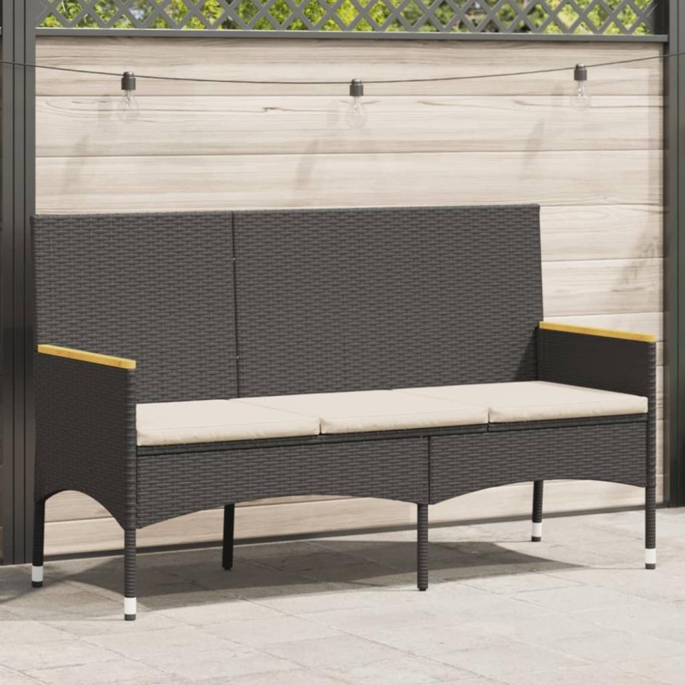 vidaXL Gartenbank 3-Sitzer mit Kissen Schwarz Poly Rattan 365441 Bild 1