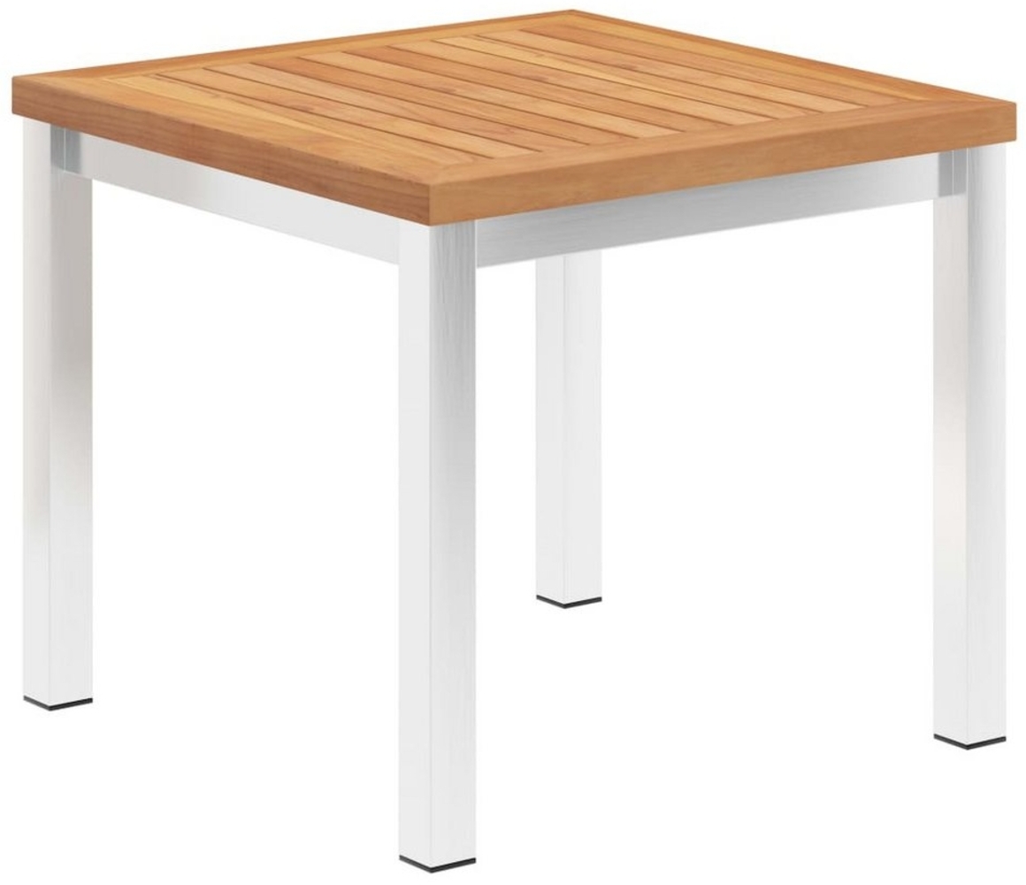 vidaXL Garten-Beistelltisch 45 x 45 x 38 cm Teak Massivholz Edelstahl 46512 Bild 1