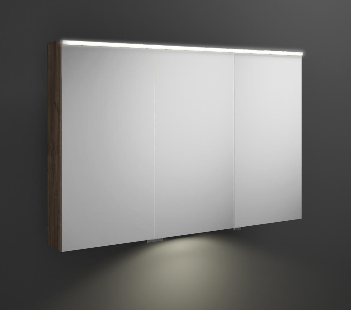 Burgbad Eqio Spiegelschrank mit horizontaler LED-Beleuchtung und Waschtischbeleuchtung, 3 Türen, mittlerer Anschlag links, 1200x800 mm, SPGT120R, Korpus: Marone Dekor Trüffel - SPGT120RF2012 Bild 1