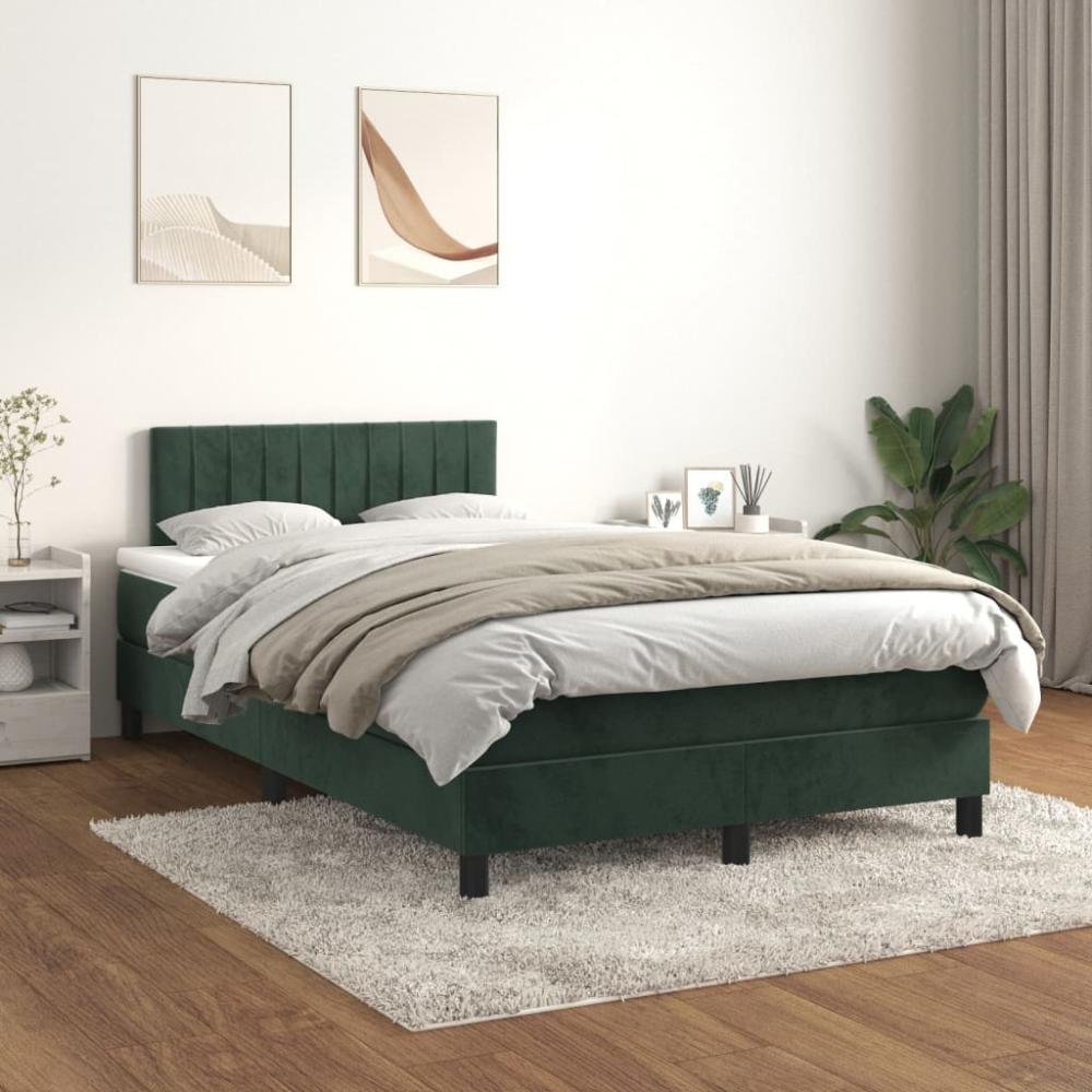 vidaXL Boxspringbett mit Matratze Dunkelgrün 120x200 cm Samt 3141416 Bild 1