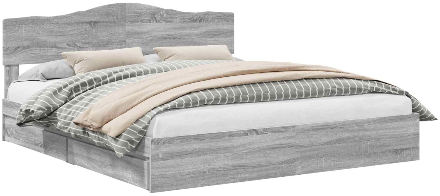 vidaXL Aufbewahrungsbett Graues Sonoma 180x200 cm Holzwerkstoff 3413073 Bild 1