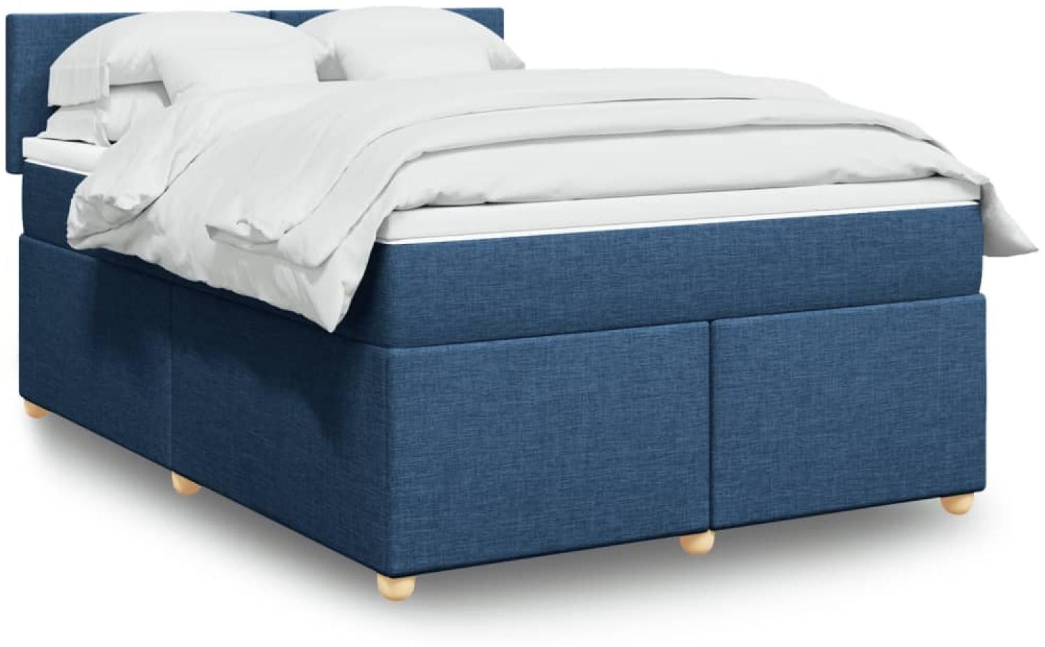 vidaXL Boxspringbett mit Matratze Blau 140x200 cm Stoff 3286702 Bild 1