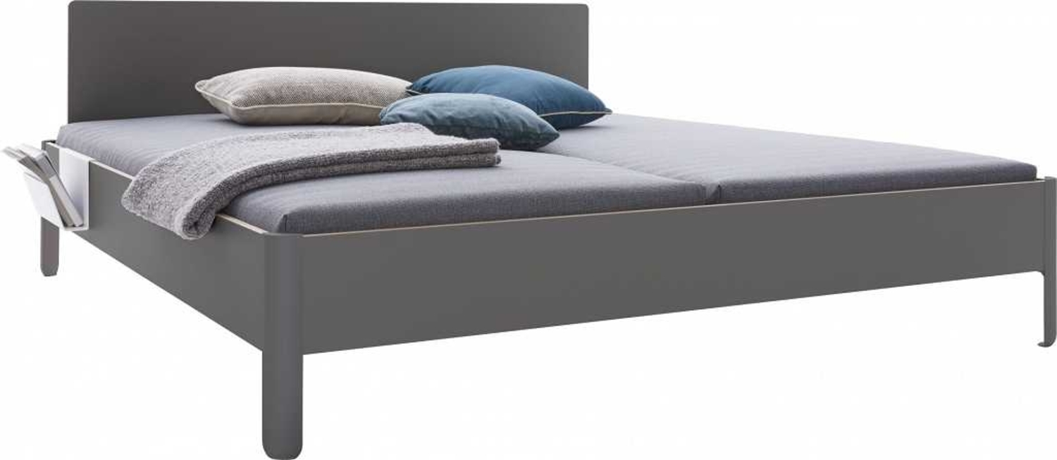 NAIT Doppelbett farbig lackiert Anthrazitgrau 160 x 220cm Mit Kopfteil Bild 1