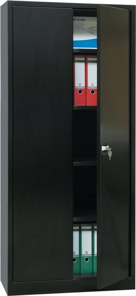 Stahl-Aktenschrank Metallschrank abschließbar Büroschrank Stahlschrank Schwarz 195 x 92,5 x 42,2cm 530349 Bild 1