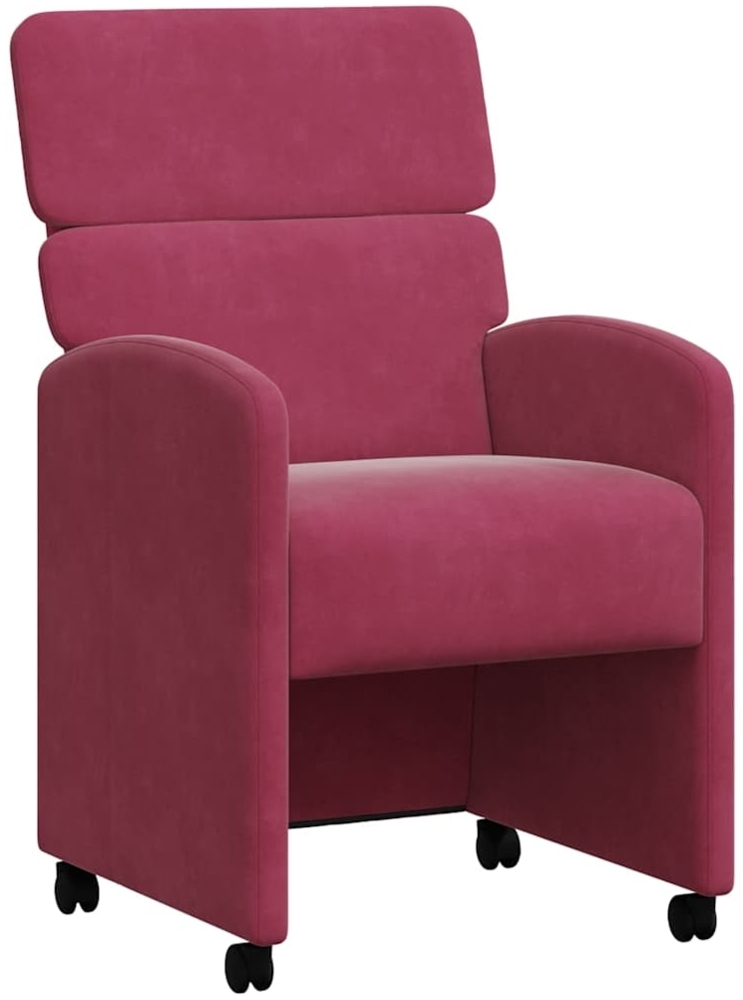 vidaXL Esszimmerstühle mit Rollen 2 pcs Weinrot 58 x 65 x 98 cm Samt 42017879 Bild 1