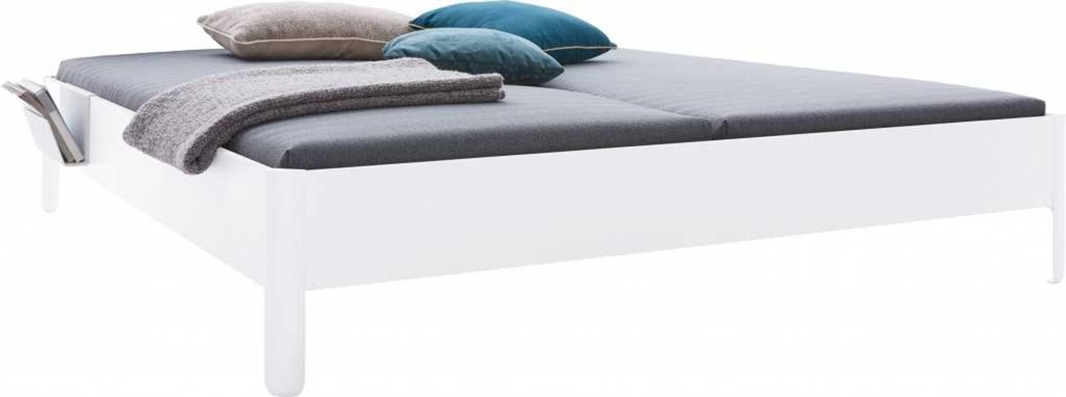 NAIT Doppelbett farbig lackiert Reinweiß 140 x 220cm Ohne Kopfteil Bild 1