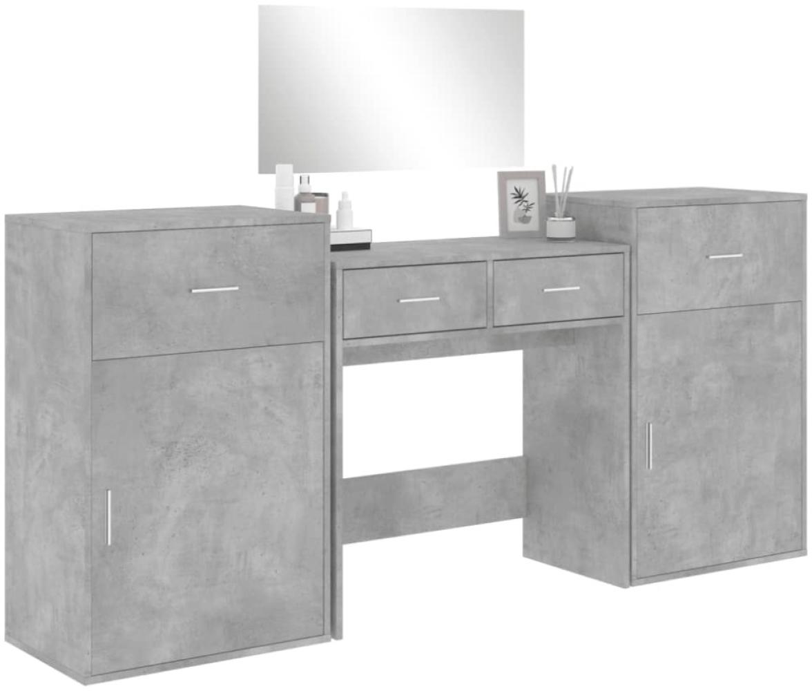 vidaXL 4-tlg. Schminktisch-Set, Holzwerkstoff betongrau, 80 x 39 x 80 cm Bild 1